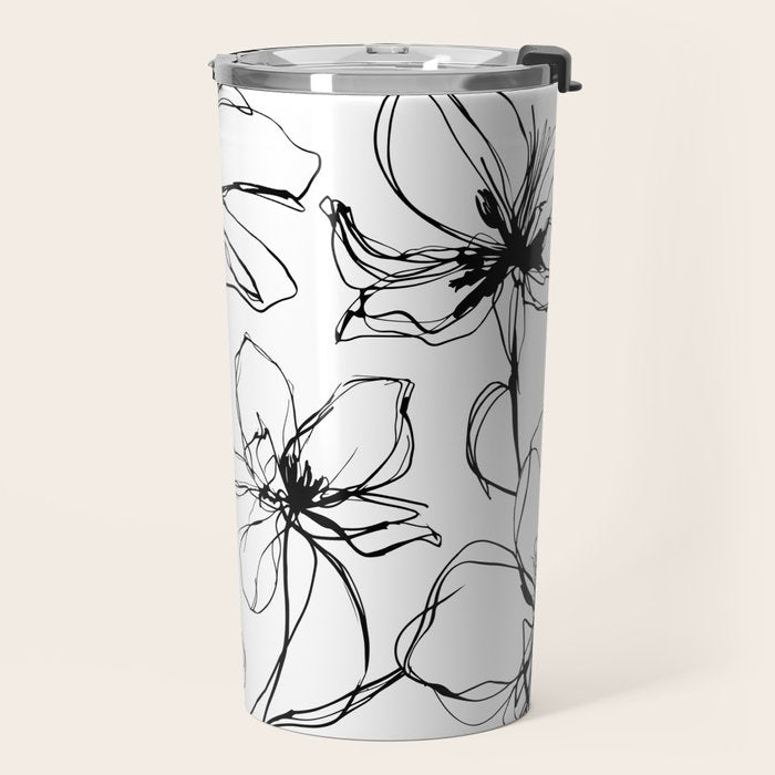 Floral Expression Bold Drawing Travel Mug Gallery Image 2