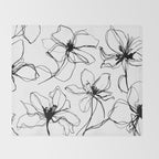 Floral Expression Bold Drawing Throw Blanket Gallery Image 2
