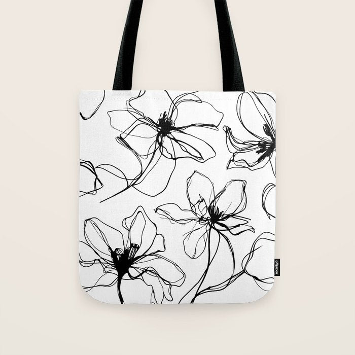 Floral Expression Bold Drawing Tote Bag Gallery Image 1
