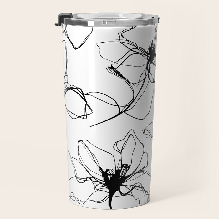 Floral Expression Bold Drawing Travel Mug Gallery Image 3