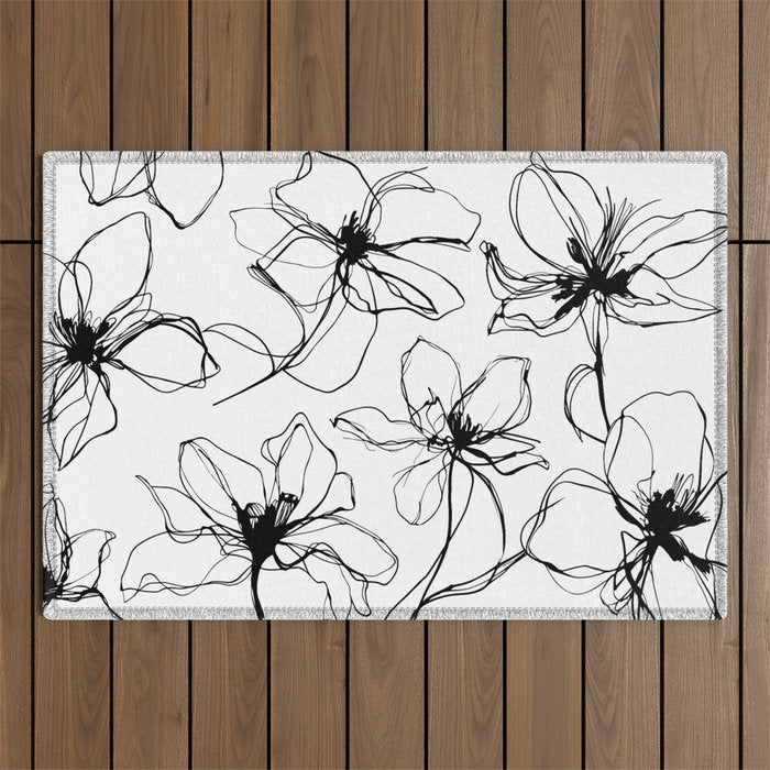 Floral Expression Bold Drawing Outdoor Rug Gallery Image 1