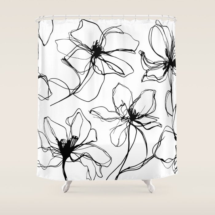 Floral Expression Bold Drawing Shower Curtain Gallery Image 1