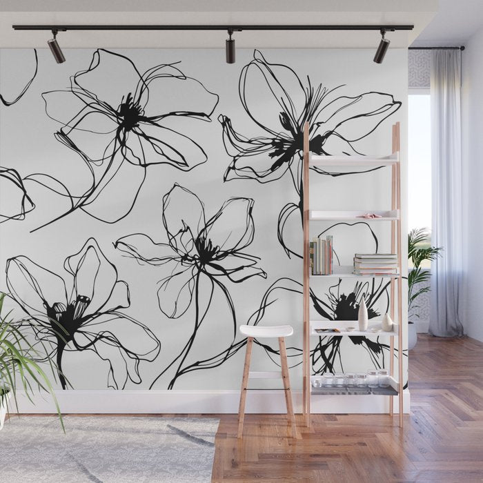 Floral Expression Bold Drawing Wall Mural Gallery Image 1