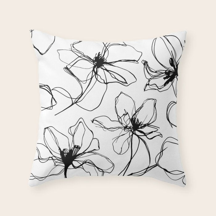 Floral Expression Bold Drawing Throw Pillow Gallery Image 6