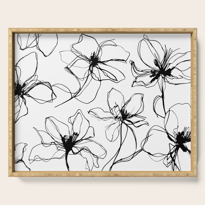 Floral Expression Bold Drawing Serving Tray Gallery Image 1