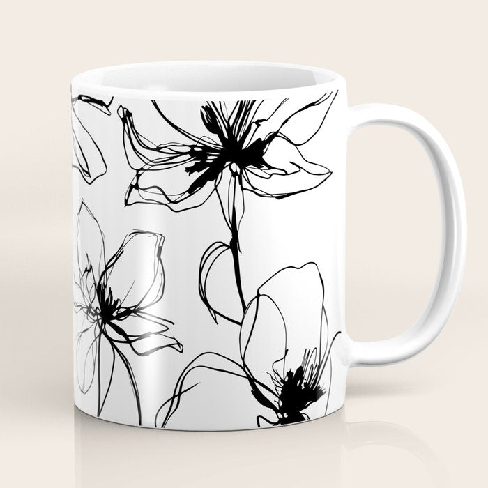 Floral Expression Bold Drawing Coffee Mug Gallery Image 1
