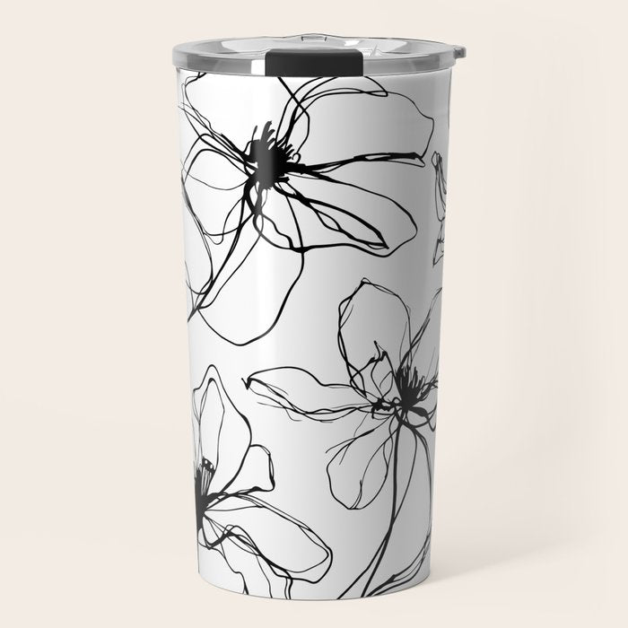 Floral Expression Bold Drawing Travel Mug Gallery Image 1