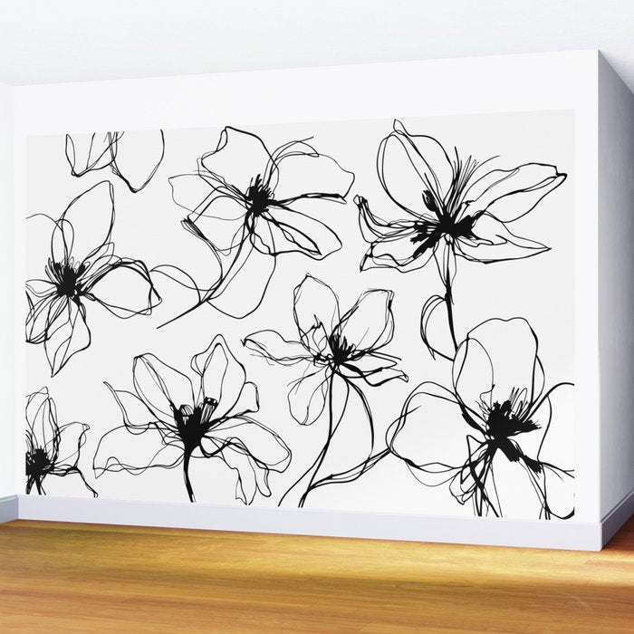 Floral Expression Bold Drawing Wall Mural Gallery Image 2