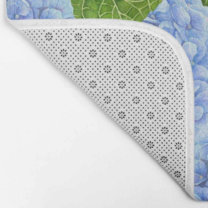 Blue hydrangea watercolor  Bath Mat Gallery Image 2
