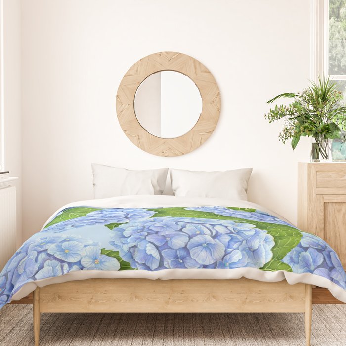 Blue hydrangea watercolor  Duvet Cover Gallery Image 3