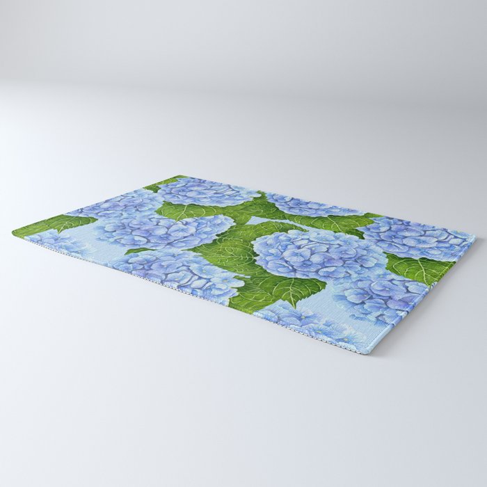 Blue hydrangea watercolor  Rug Gallery Image 3