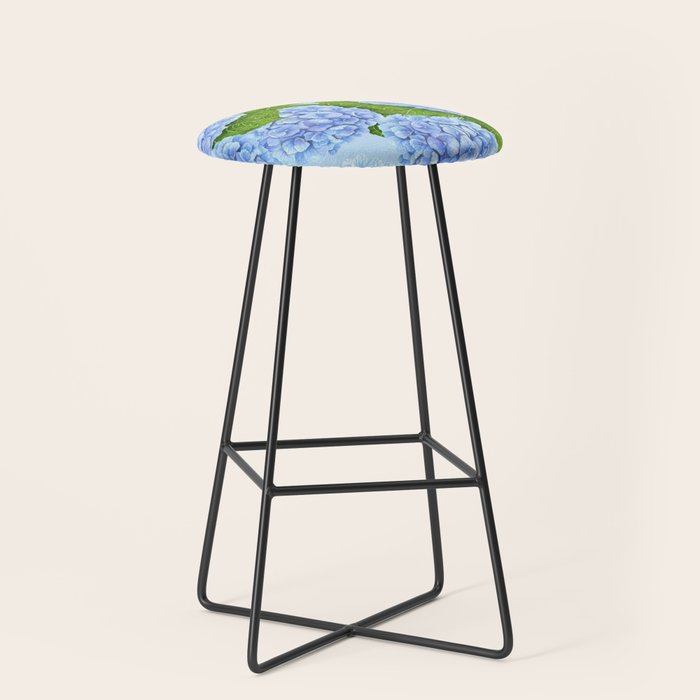 Blue hydrangea watercolor  Stool Gallery Image 1