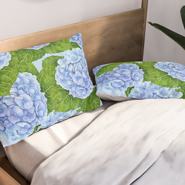 Blue hydrangea watercolor  Pillow Sham Gallery Image 2