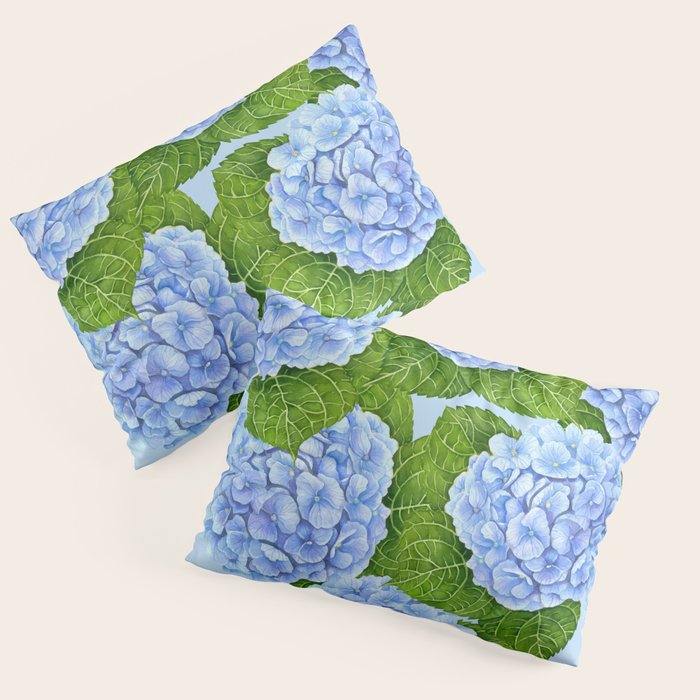 Blue hydrangea watercolor  Pillow Sham Gallery Image 3