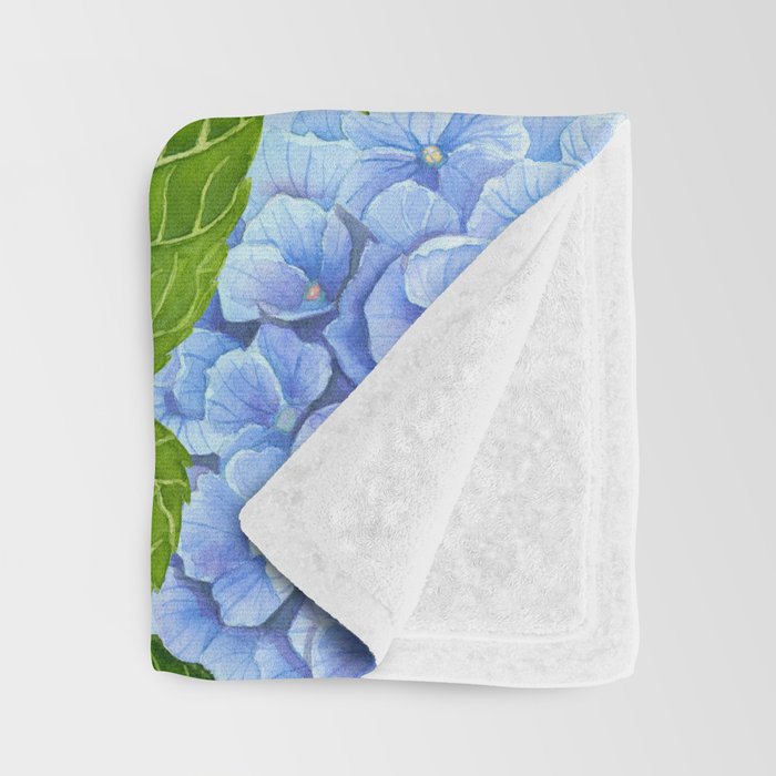 Blue hydrangea watercolor  Throw Blanket Gallery Image 3