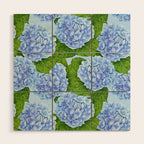 Blue hydrangea watercolor  Wood Wall Art Gallery Image 1