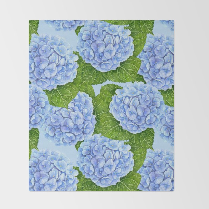 Blue hydrangea watercolor  Throw Blanket Gallery Image 2