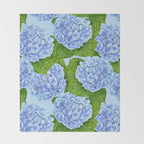 Blue hydrangea watercolor  Throw Blanket Gallery Image 2