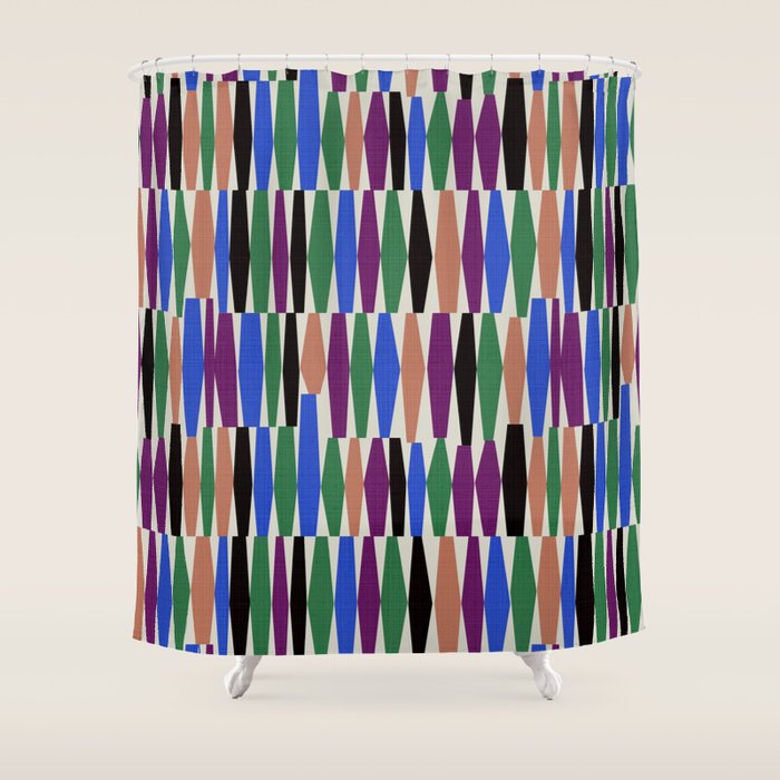 Playful Modern Geometric Shapes Shower Curtain Gallery Image 1