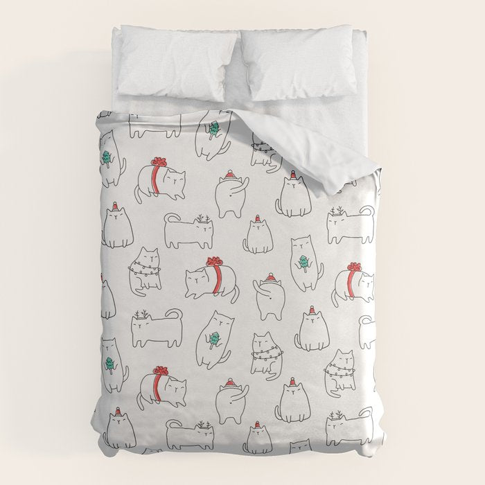 Fat Christmas cats Duvet Cover Gallery Image 1