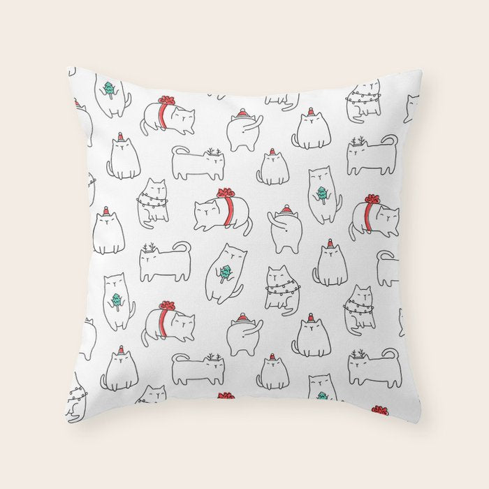 Fat Christmas cats Throw Pillow Gallery Image 6