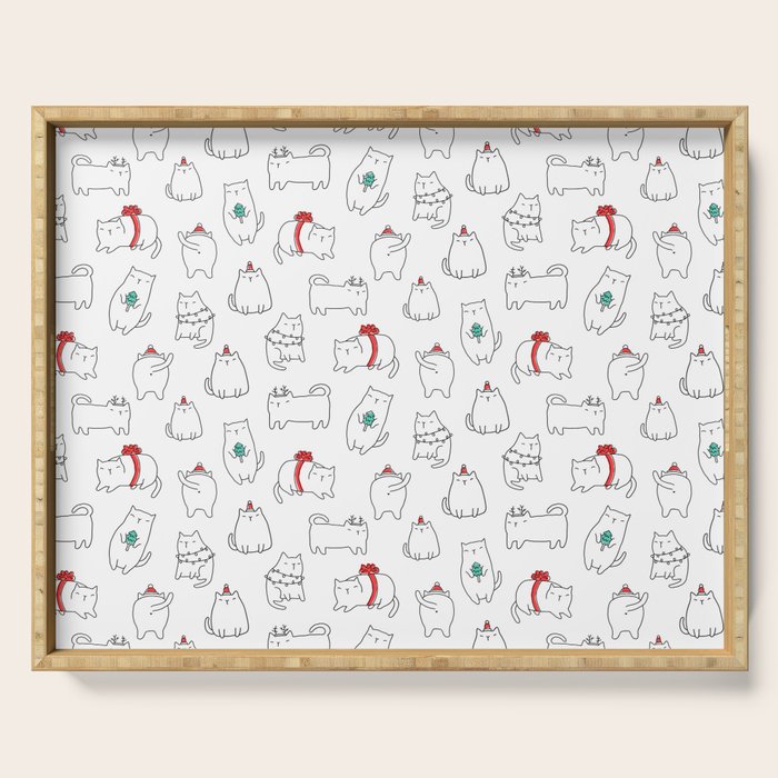 Fat Christmas cats Serving Tray Gallery Image 1