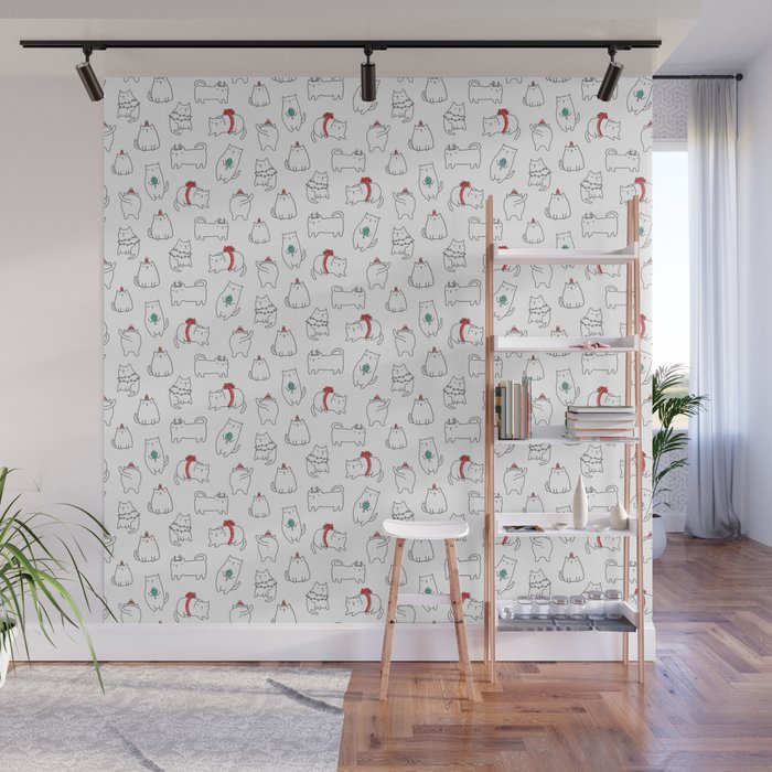 Fat Christmas cats Wall Mural Gallery Image 1