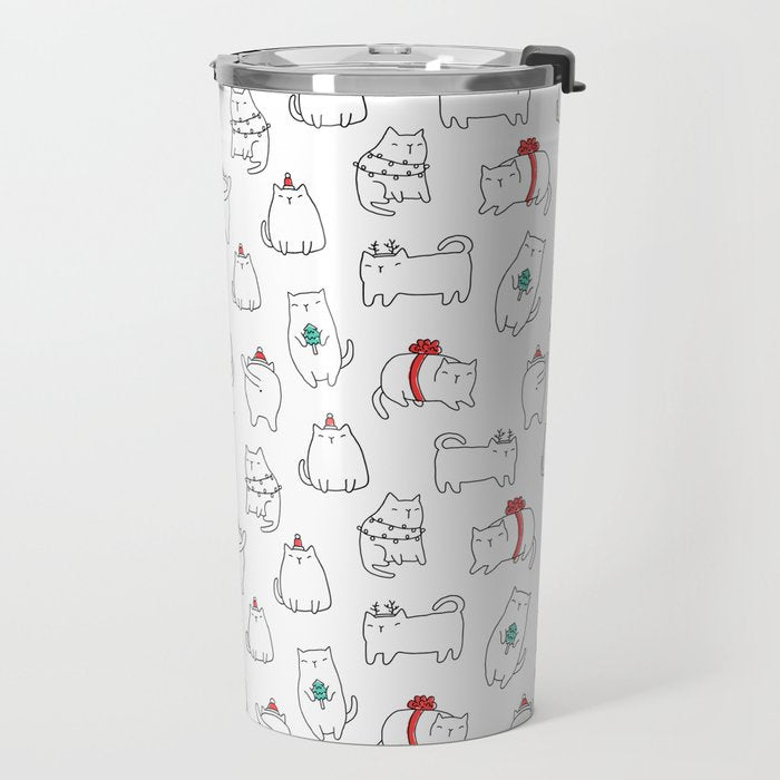 Fat Christmas cats Travel Mug Gallery Image 2