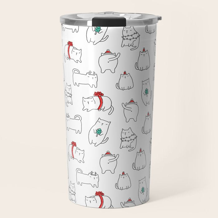 Fat Christmas cats Travel Mug Gallery Image 1