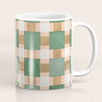 Retro plaid checks geometry Green Ocre Coffee Mug Gallery Image 1