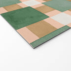 Retro plaid checks geometry Green Ocre Welcome Mat Gallery Image 2