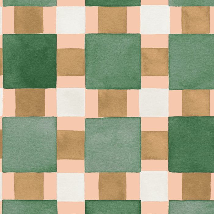 Retro plaid checks geometry Green Ocre Coffee Mug Gallery Image 2