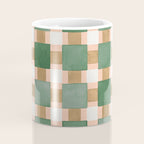Retro plaid checks geometry Green Ocre Coffee Mug Gallery Image 4
