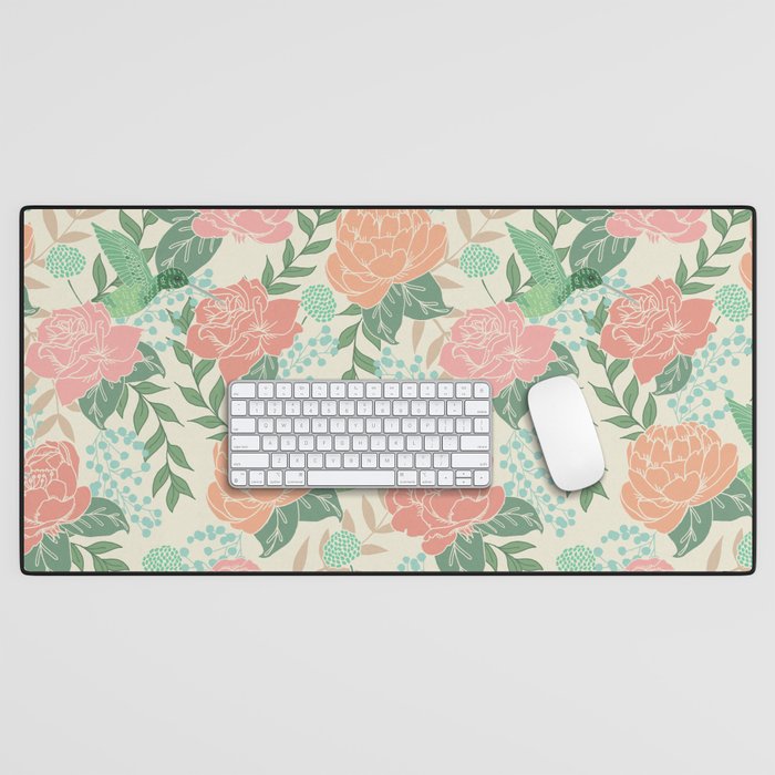 Victorian Garden with Hummingbird Desk Mat Gallery Image 1