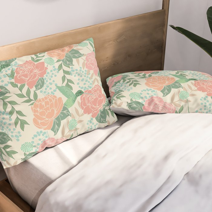 Victorian Garden with Hummingbird Pillow Sham Gallery Image 2