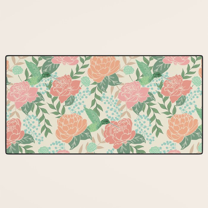 Victorian Garden with Hummingbird Desk Mat Gallery Image 3