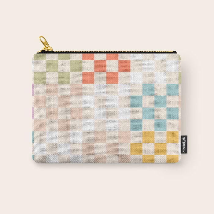 Retro Pastel Check Pattern Carry All Pouch Gallery Image 1