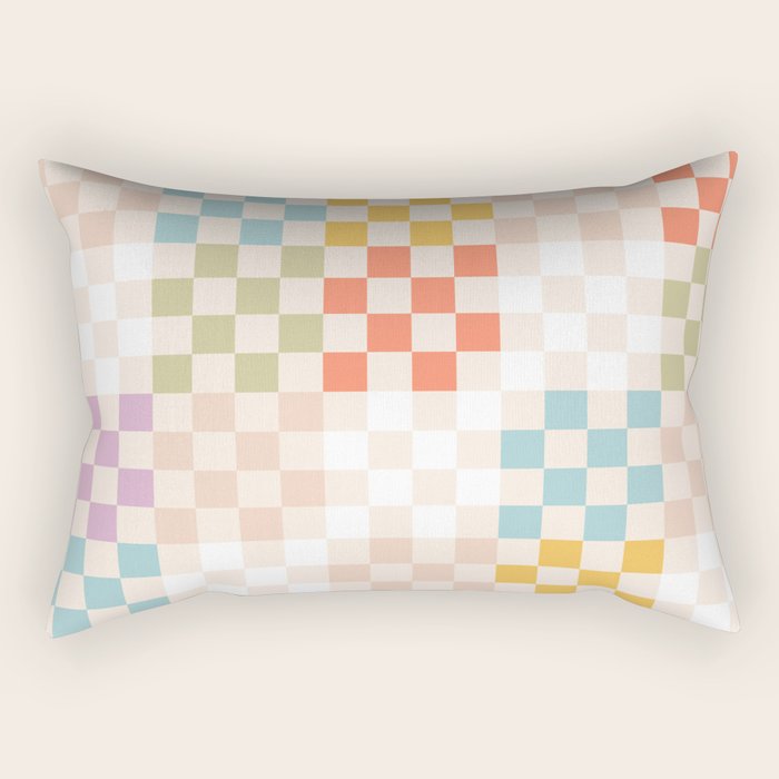 Retro Pastel Check Pattern Rectangular Pillow Gallery Image 1