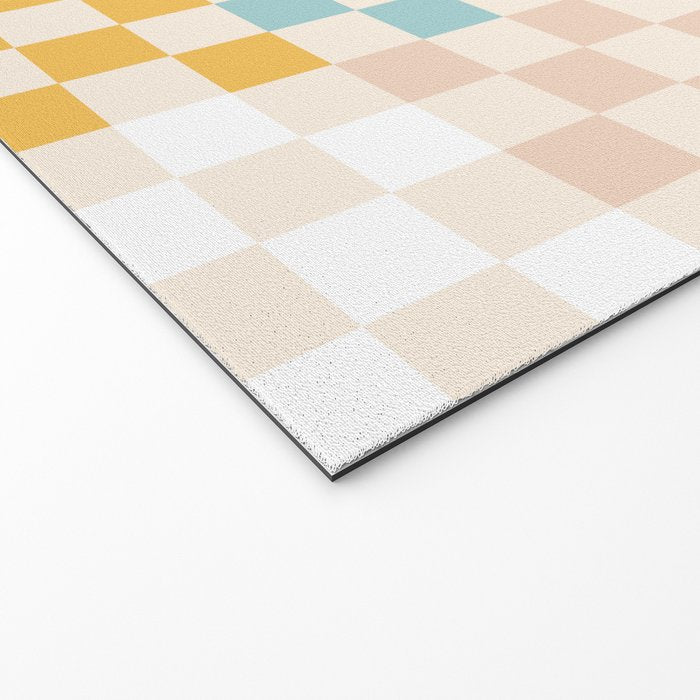 Retro Pastel Check Pattern Welcome Mat Gallery Image 2