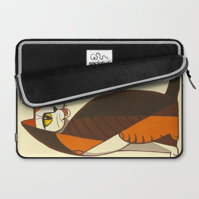Inagaki Tomoo Vintage Japanese Woodblock print mid century Modern Cubism Art Cats Feline Laptop Sleeve Gallery Image 2