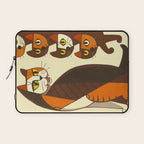 Inagaki Tomoo Vintage Japanese Woodblock print mid century Modern Cubism Art Cats Feline Laptop Sleeve Gallery Image 1