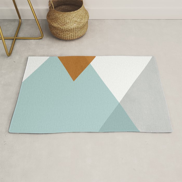 Geometrics - aqua & orange concrete Rug Gallery Image 1