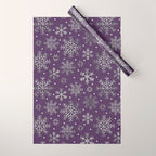 Vintage Christmas Silver snowflakes plum purple Wrapping Paper Gallery Image 1