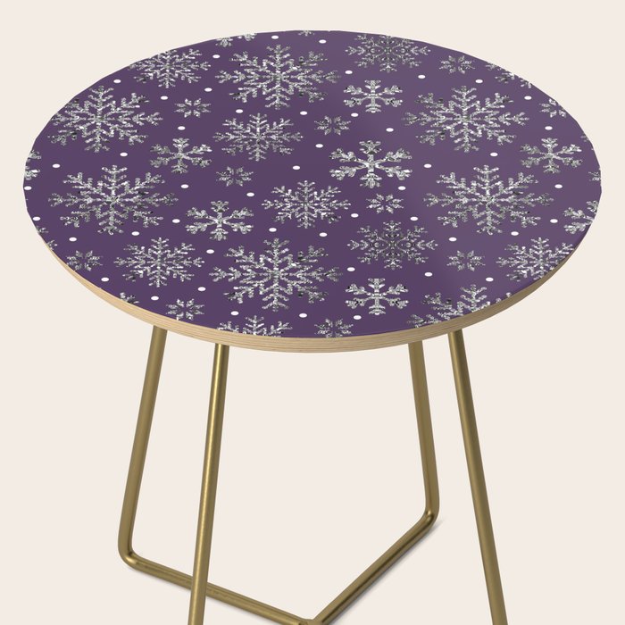 Vintage Christmas Silver snowflakes plum purple Side Table Gallery Image 2