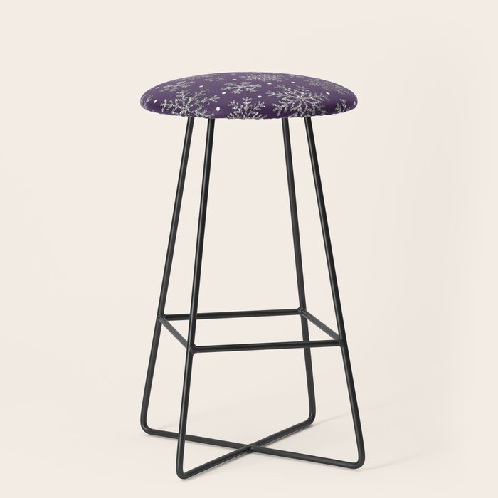 Vintage Christmas Silver snowflakes plum purple Stool