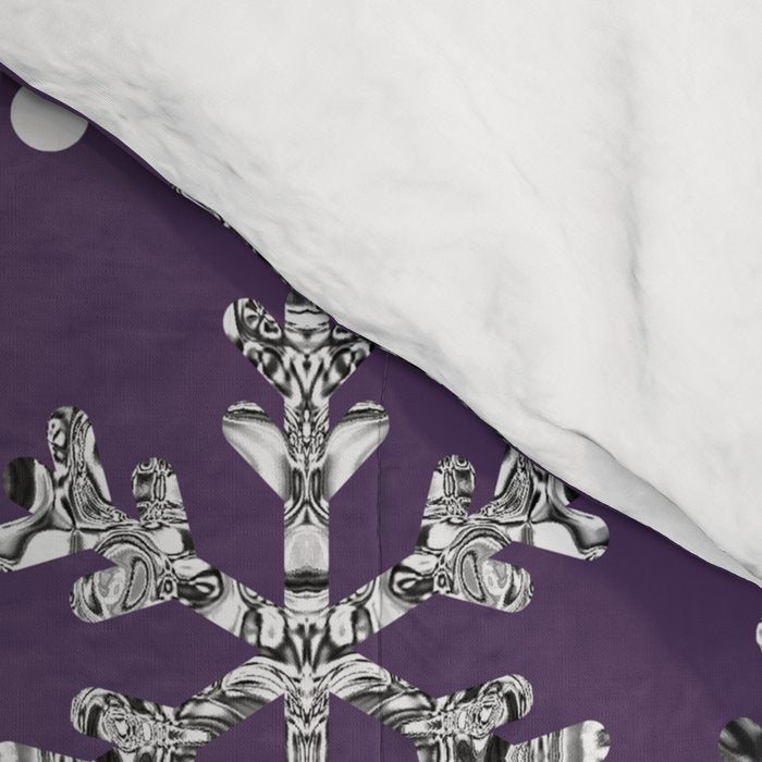 Vintage Christmas Silver snowflakes plum purple Comforter Gallery Image 4