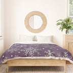 Vintage Christmas Silver snowflakes plum purple Duvet Cover Gallery Image 3