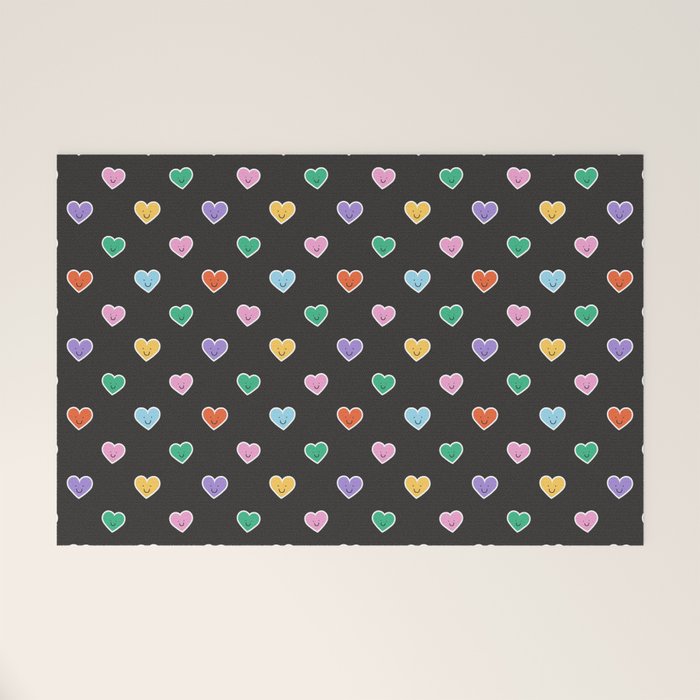 Colorful vintage love heart sticker pattern Welcome Mat Gallery Image 1