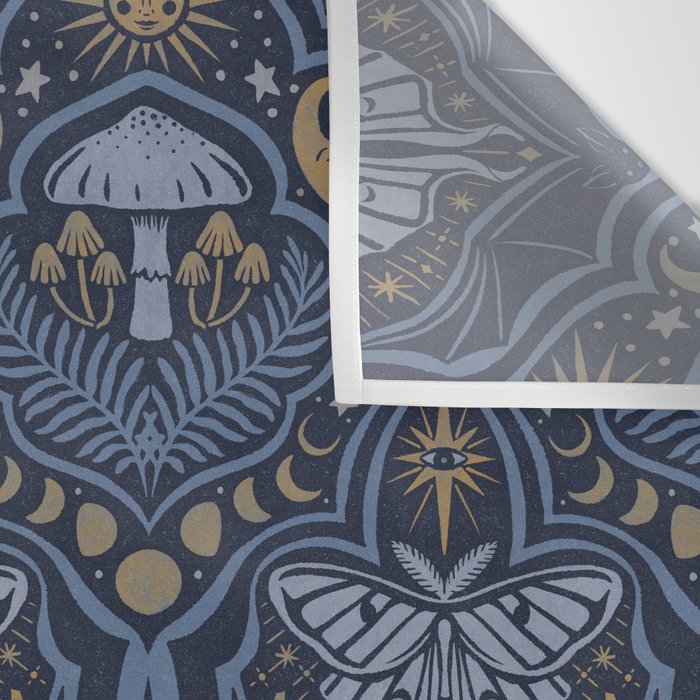 Celestial Forest Damask - celestial blue Wall Tapestry Gallery Image 3
