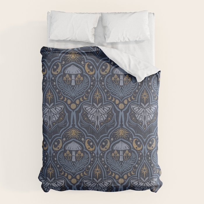 Celestial Forest Damask - celestial blue Comforter Gallery Image 6